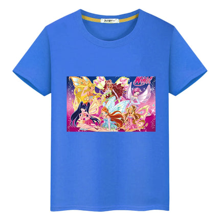 Winx Cute Tops t shirt for kids boy 10year anime Short Winx print Cartoon 100%Cotton  pride tshirt y2k girl clothes baby clothes