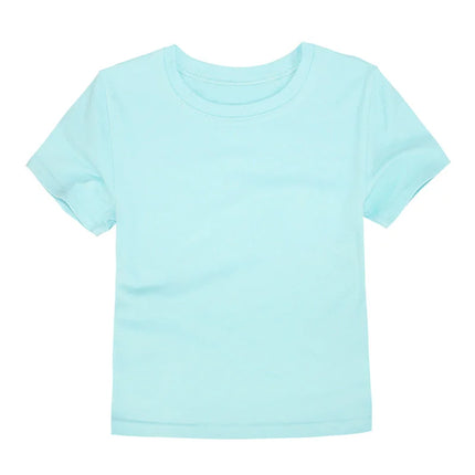 Blank T Shirt 100% Cotton for Boys Girls Clothes Short Sleeve Baby Girl Tshirt 9 to 12 18 24 Months Green Purple Blue Child Tops