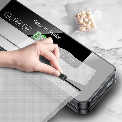 Electric Vacuum Sealer Built-In Cutter Knife Dry/Wet Food Sealed Packaging Kitchen Food Storage Seal Touch Key With 10pcs Bags