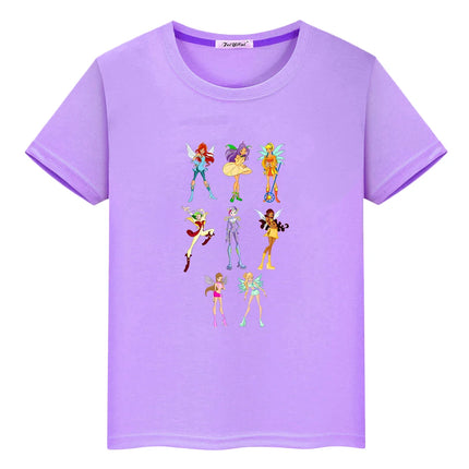 Winx print Cartoon 100%Cotton t shirt for kids boy 10year anime Short  pride tshirt Winx Cute Tops y2k girl clothes baby clothes