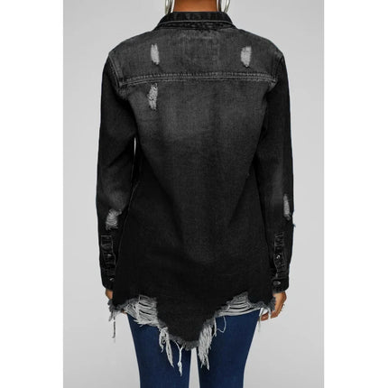 Women Jeans Jackets Spring Summer Ripped Denim Vintage Casual Denim Jacket Long Sleeve Female Chic Coat Streetwear 2024
