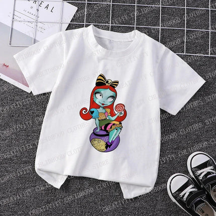 Halloween T-shirts Children Jack Skellington Pumpkin Print for Girl Boy Clothes Tee Shirt Cartoons Kid Casual Short Sleeve Tops