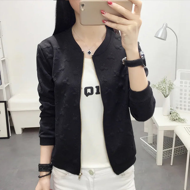 2025 Fashion Spring Summer Bomber Jacket Women Office Casual White Ladies Cardigan Jackets Solid Female Short Baseball Jacket