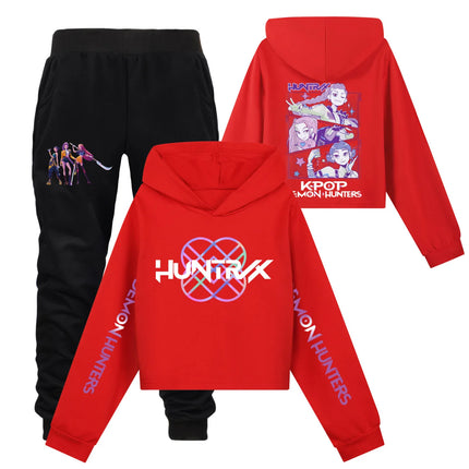 KPop Demon Hunters Hoodies 2pcs Set Kid Clothes Fashion Casual Hooded Sweatshirts K-Pop Demon Hunters Pullover