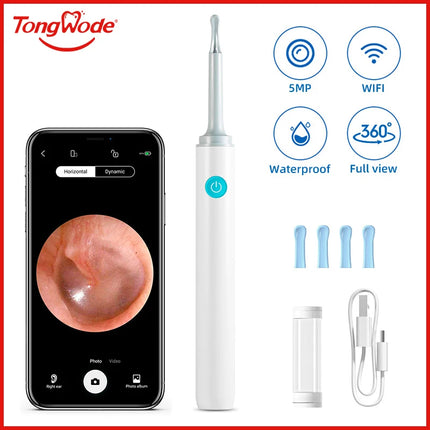 Wireless Visual Ear Endoscope Spoon Safe Silicone Earpick 5MP Camera Ear Wax Remover Luminous Otoscope 3.9mm Ear Cleaning Tools