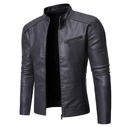 2024 PU Casual Leather Jacket Men Spring Autumn Coat Motorcycle Biker Slim Fit Outwear Male Black Blue Clothing Plus Size M-3XL