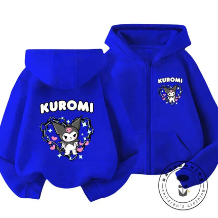 Children's Hoodies Child Sweatshirt Girls Cute Cartoon Hello Kitty Kuromi and Friend Sanrio Animal Printed Kids Zipper Clothes
