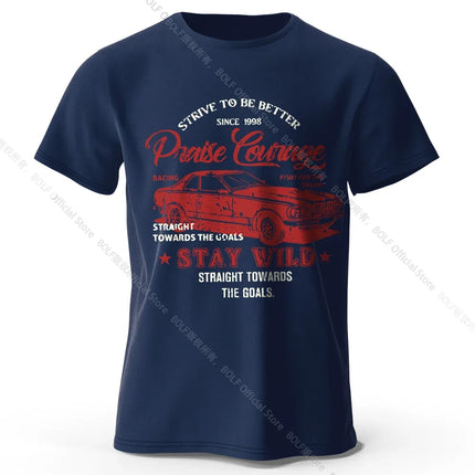 Men's Old Car Printed T-Shirt 100% Cotton Oversized Vintage Old School Graphic Tees for Men Women Summer Tops