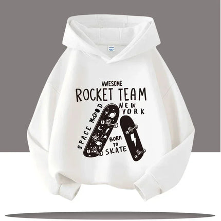 Autumn Winter Skateboard Cool Print 7-13Y Children's Hoodie Warm Girl Casual Top Kid Casual Clothes Boy Sportswear Sweatshirt
