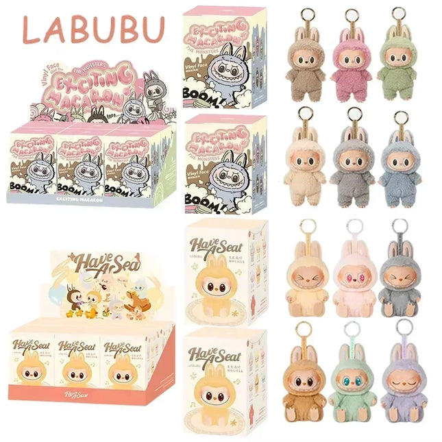 High Quality Macaron The Monsters Labubu Sitting Party Vinyl Plush Blind Box Decorative Surprise Box Doll Collection Gift