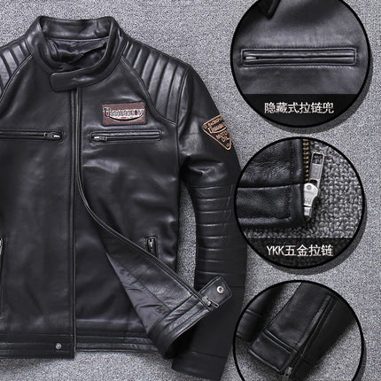 Sheepskin 100% Real Coat Men Autumn Winter Clothes Men's Leather Jacket 2023 Streetwear Moto Bliker Genuine Leathers 680