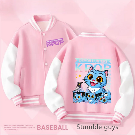 Kpop Demon Hunter Baseball Uniform Kids Cute Rumi Mira Zoey Jacket Children Spring Autumn Long Sleeves Coat Girls Clothes Gift