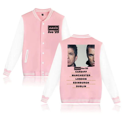 The Oasis Live 25 Tour 2025 Print Baseball Uniform Jacket Harajuku Baseball Jackets for Men Clothing Tops