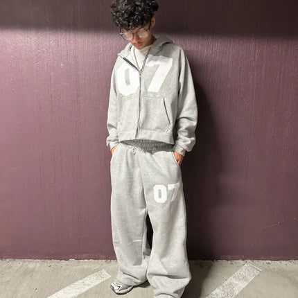 Y2k zipper cardigan fashion 07even hoodies women and men street casual sweatpants set sweatshirts tracksuit men clothing