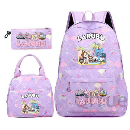 3Pcs/set Backpack for Girl School Teen Student Knapsack Women Rucksack with Lunch Bags Pencil Bag Fish Scale Style Bags