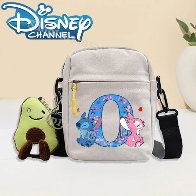 Disney Stitch Fashion Shoulder Bag for Women Men Anime Canvas Tote Bags Commuting Portable Zipper Handbag Crossbody Bag Gifts