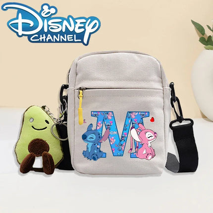 Disney Stitch Fashion Shoulder Bag for Women Men Anime Canvas Tote Bags Commuting Portable Zipper Handbag Crossbody Bag Gifts