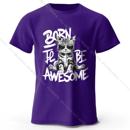 Mens Cool Cat T-Shirt 100% Cotton Oversized Handsome Feline Graphic Tee for Men and Women Streetwear Style