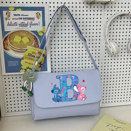 Disney Stitch Nylon Waterproof Shoulder Bag Women Anime Fashion High-capacity Crossbody Bags Students Commute Portable Handbag
