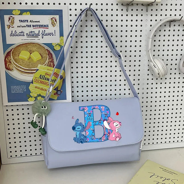 Disney Stitch Nylon Waterproof Shoulder Bag Women Anime Fashion High-capacity Crossbody Bags Students Commute Portable Handbag