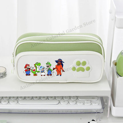 Super Mario Dog Claw Large Capacity Pencil Case Anime Cartoon Fashion Stationery Storage Bags Boys Girls Cute Pen Box Gifts
