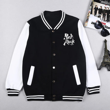 Punk Rock Letter Print Men Jackets Office Lady Loose Baseball Jersey Casual S-5Xl High Street Preppy Style High Street Tops