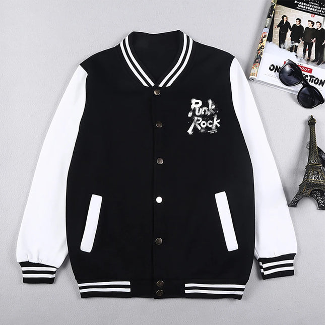 Punk Rock Letter Print Men Jackets Office Lady Loose Baseball Jersey Casual S-5Xl High Street Preppy Style High Street Tops