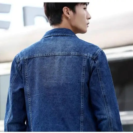 Summer New Men Pure Colour Denim Jacket Single-breasted Lapel Daily Casual Coats