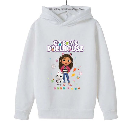 Girls Cute Cartoon Print Gabby's Spring Autumn Long Sleeve Hoodies Casual Tops Clothes 2-13 Years Kids Loungewear Outfits Hoodie