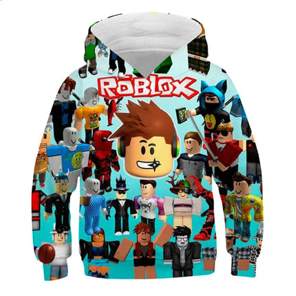 Loose Fit 3D Roblox Hoodie Kids 3-14Y Spring Autumn Boys Clothes Girls Outfit