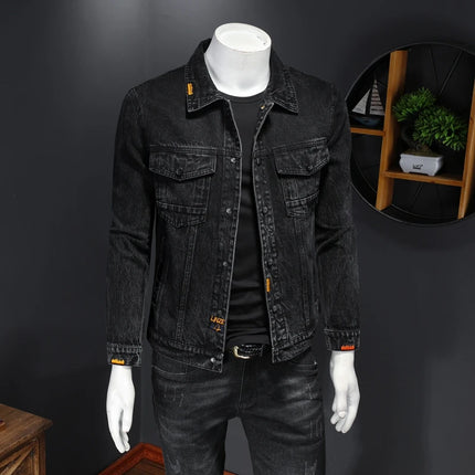 The Main Promotion of New Explosive Top Coat Spring and Autumn New Men's Trend with Popular Solid Color Denim Jacket Clothing