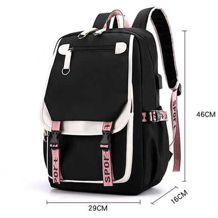 Disney Beauty and the Beast Backpacks Teenager USB Charging Laptop Backpack Women Men Rucksack Travel Bag Mochila