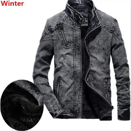 Men's Vintage Denim Jacket ,Gray, Blue Cotton Coat Men, Spring and Autumn New Male TopsOvercoat Man Outerwear