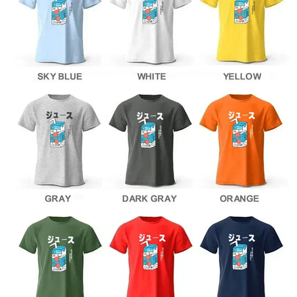 Japanese Soda Pop Anime Printed 100% Cotton T-Shirt, Ultra Soft Round Neck Short Sleeve Tee for Men & Women