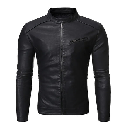 2024 PU Casual Leather Jacket Men Spring Autumn Coat Motorcycle Biker Slim Fit Outwear Male Black Blue Clothing Plus Size M-3XL