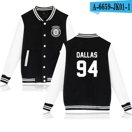 Dallas 94 printed fashion hip hop style men's women baseball jacket sport casual long sleeve hoodies sweatshirt jackets