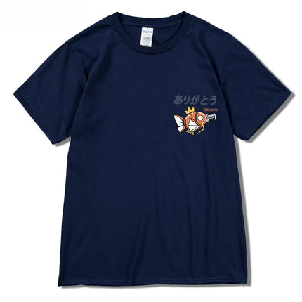 2024 Japanese fun ramen fish print hip hop men's casual comfortable cotton short sleeve T-shirt