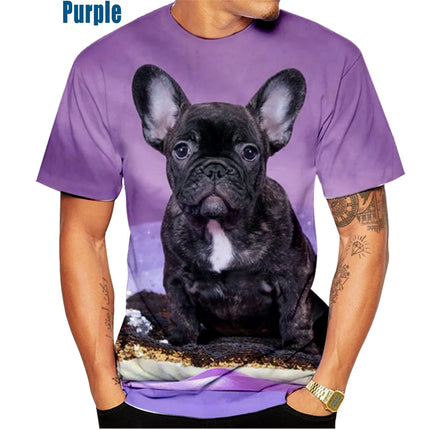 Summer New Fashion Summer Cute French Bulldog 3d Printing Men's T-shirt Woman Casual Trend Tee Top