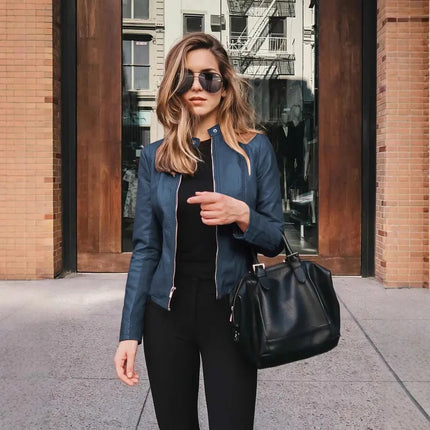 Fashionable Women's PU Leather Suit Jacket New Arrival Autumn Winter Small Outerwear Stylish EBay Style Wish Product