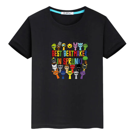 Sprunki print anime Short Tops 100%Cotton Cute Tees Sprunki t shirt for kids boy 10year pride tshirt y2k one piece girls clothes