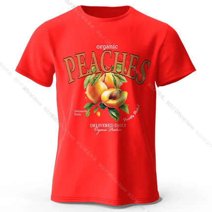 Lightweight Yellow Peach Graphic Tee 100% Cotton - Delicate Watercolor Style Breathable & Trendy Summer Top