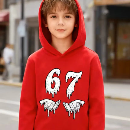 Bruh 67 Six Seven Funny Brainrot Meme Children's Hoodie Boys Girl Hooded Pullover Hiphop Streetwear Soft Casual Warm Sweatshirt