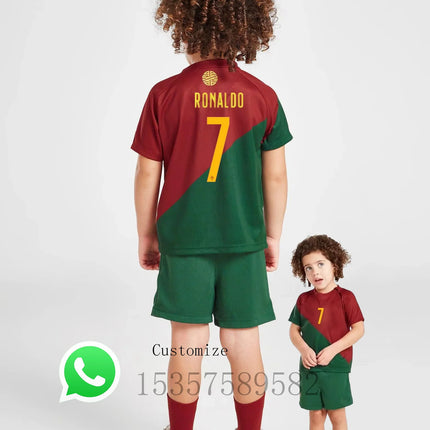 children's sport set boy girl Portuguese Fans shirt Training wear men and kids games soccer kits