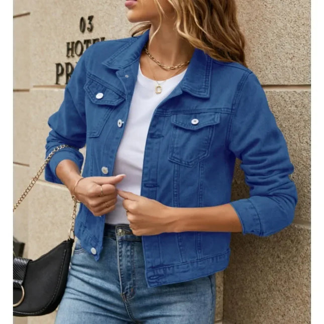 New Long Sleeve winter Slim White Black Jeans Top For Women Solid Denim Jacket Women Short Overcoat Ladies Jackets Tops