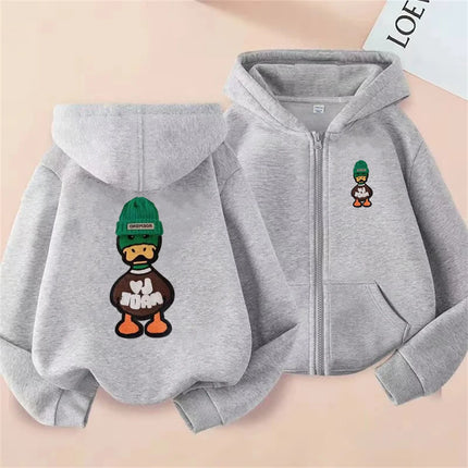 Boy's Clothes Zipper Hoodies coat Duck print for Children little Girl red Sweatshirt Kids Spring Autumn Pullover festival Gift