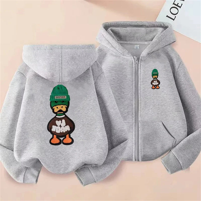 Boy's Clothes Zipper Hoodies coat Duck print for Children little Girl red Sweatshirt Kids Spring Autumn Pullover festival Gift