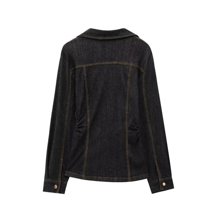 Casual Chic Women Cowboy Suit Slim fit Breasted Shirt Jackets Long Pants Fashion 2025 Spring Denim Suits
