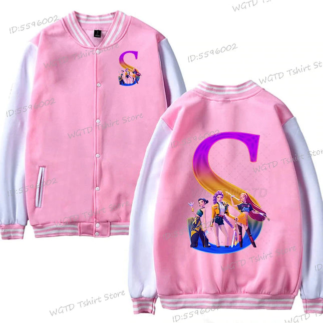 Hot Movie Lover Baseball Bomber Jacket Clothes Child Girl Letter A-Z Kids' Pink Bomber Jacket Gifts Fashion Clothes Gift