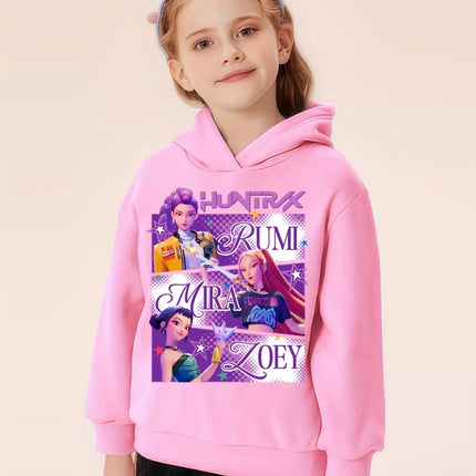 Autumn and winter KPop Demon Hunters boys and girls clothing children's long-sleeved hoodie fashion warm plus velvet sweatshirt