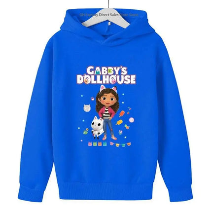 Girls Cute Cartoon Print Gabby's Spring Autumn Long Sleeve Hoodies Casual Tops Clothes 2-13 Years Kids Loungewear Outfits Hoodie